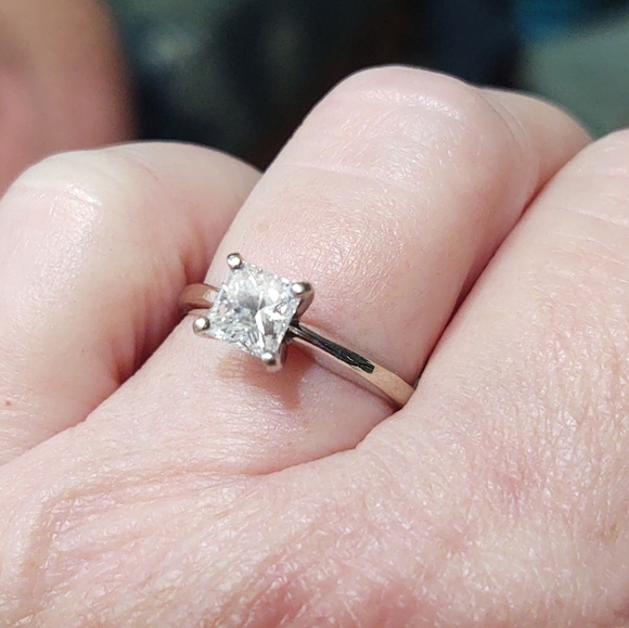 Princess Real Certified Diamond Engagement Ring - Picture 4 of 7